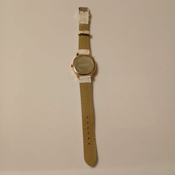 Gaiety Women's Rose Gold Tone Accent White Band Analog Display Fashion Watch - Picture 6 of 16